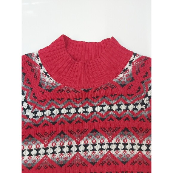 Chaps Womens Red White and Black Turtle Neck Sweater size Medium - Picture 3 of 12